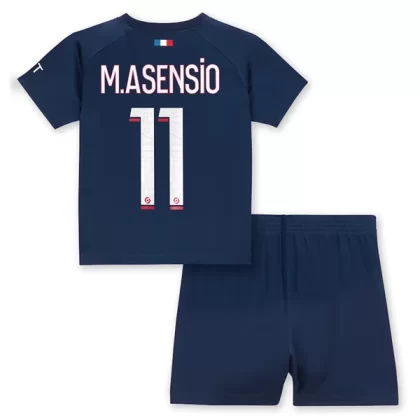 Günstige Paris Saint Germain PSG M.Asensio 11 Kinder Heim Trikotsatz 2023/24