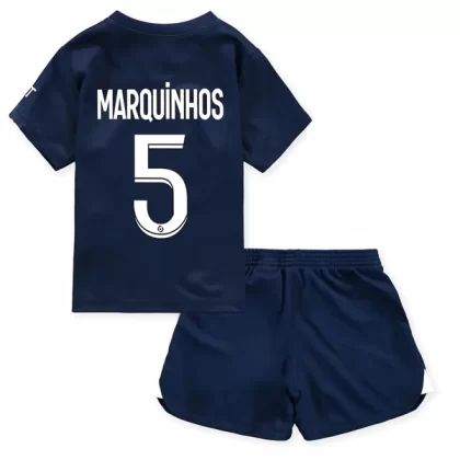 Günstige Paris Saint Germain PSG Marquinhos 5 Kinder Heim Trikotsatz 2022-23