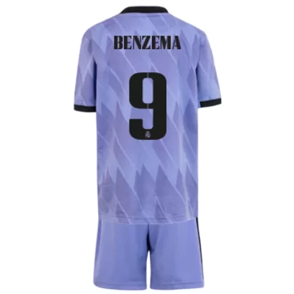 Günstige Real Madrid Karim Benzema 9 Kinder Auswärts Trikotsatz 2022-23