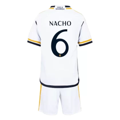 Günstige Real Madrid Nacho 6 Kinder Heim Trikotsatz 2023/24