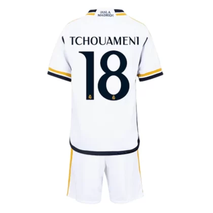 Günstige Real Madrid Tchouameni 18 Kinder Heim Trikotsatz 2023/24