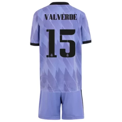 Günstige Real Madrid Valverde 15 Kinder Auswärts Trikotsatz 2022-23