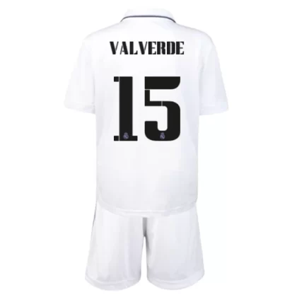 Günstige Real Madrid Valverde 15 Kinder Heim Trikotsatz 2022-23