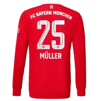FC Bayern München Fußballtrikots 2022-23 Thomas Müller 25 Langarm Heimtrikot