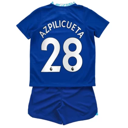 Günstige Chelsea César Azpilicueta 28 Kinder Heim Trikotsatz 2022-23