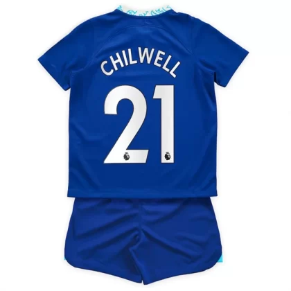 Günstige Chelsea Chilwell 21 Kinder Heim Trikotsatz 2022-23