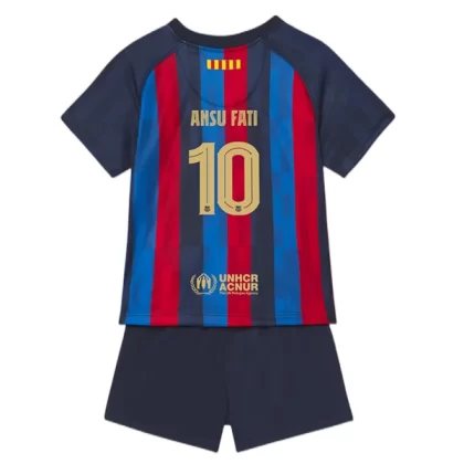 Günstige FC Barcelona Ansu Fati 10 Kinder Heim Trikotsatz 2022-23