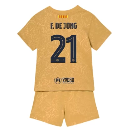 Günstige FC Barcelona F. De Jong 21 Kinder Auswärts Trikotsatz 2022-23