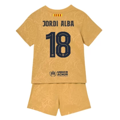 Günstige FC Barcelona Jordi Alba 18 Kinder Auswärts Trikotsatz 2022-23