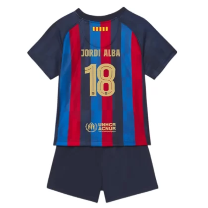 Günstige FC Barcelona Jordi Alba 18 Kinder Heim Trikotsatz 2022-23