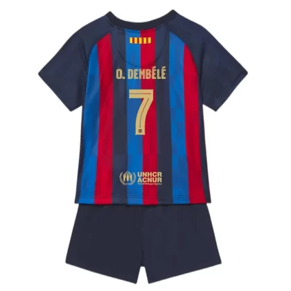 Günstige FC Barcelona O. Dembélé 7 Kinder Heim Trikotsatz 2022-23