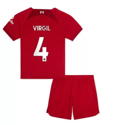 Günstige Liverpool Virgil van Dijk 4 Kinder Heim Trikotsatz 2022-23