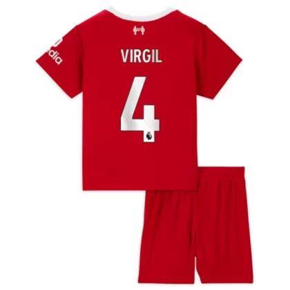 Günstige Liverpool Virgil van Dijk 4 Kinder Heim Trikotsatz 2023/24
