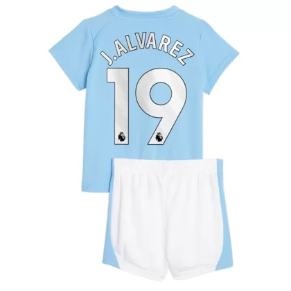 Günstige Manchester City J. Alvarez 19 Kinder Heim Trikotsatz 2023/24