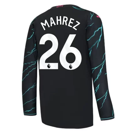 Günstige Manchester City Riyad Mahrez 26 Langarm 3. Ausweichtrikot 2023/24