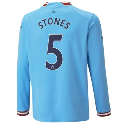 Günstige Manchester City Stones 5 Langarm Heimtrikot 2022-23
