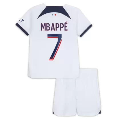 Paris Saint Germain PSG Trikotsatz Kinder 2023-24 Kylian Mbappé 7 Auswärtstrikot